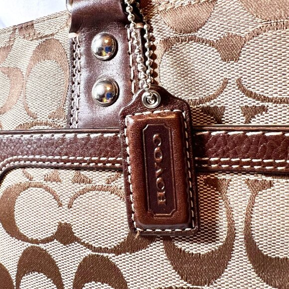 Coach Jacquard/Leather Hampton Collect. Vintage-Turnlock-Brown/Tan Textile Signa - Picture 10 of 16